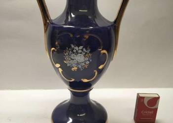 Włoska porcelana -kobalt, złoto Wazon
