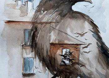 "GAWRON" akwarela artystki Adriany Laube - obraz A3