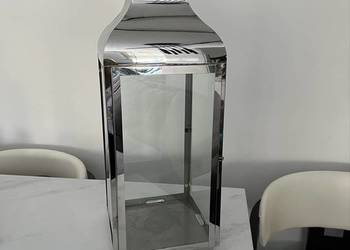 Duży lampion latarnia Home&You 68cm srebrny metalowy Glamour stan bdb