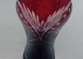 Rubinowy, ręcznie szlifowany wazon kryształowy Egermann, lata 50-e/60-e XXw