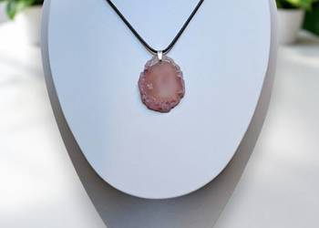 Wisior z agatem, zawieszka, naszyjnik, AGAT plaster + rzemień #567