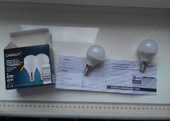 2 żarówki LED E14 4.2W 2700K 470lm, Casalux w pudełku, kolor biały, nieużyw