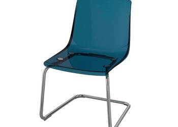 KRZESŁO IKEA TOBIAS niebieskie przezroczyste elastyczne chromowane nogi