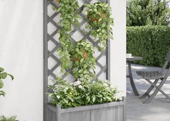 Donica z trejażem, szara, lite drewno jodłowe