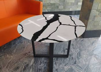 Blat okrągły do stolika CALACATTA BLACK 1,5 cm - średnica 100 cm