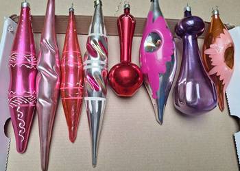 Bombka PRL stara kształtka na choinkę zestaw