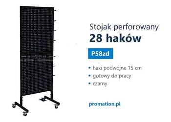 Stojak perforowany sklepowy z hakami – 32 haki podwójne 15 cm