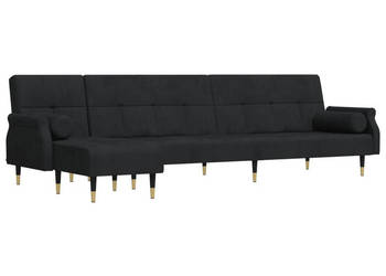 Sofa rozkładana L czarna 271x140x70 cm aksamit WM-3157224