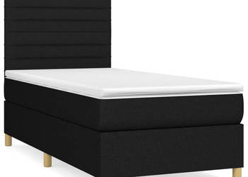 Łóżko kontynentalne z materacem czarne tkanina 100x200 cm WM-3142395