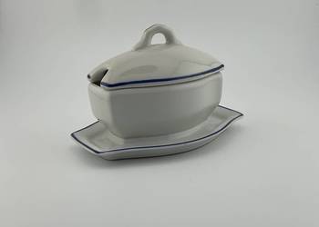 Przedwojenny musztardniczek / mini sosjerka Ćmielów LWÓW Art Deco lata 30