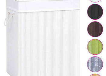 Bambusowy kosz na pranie z 2 przegrodami biały 100 L WM-320744