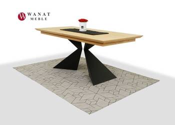 Nowoczesny Fornirowany Stół 200x100cm Rozkładany Stopa Stal