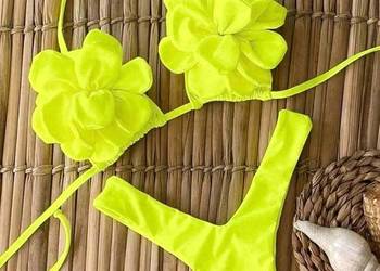 Bikini strój kąpielowy neon kwiaty 3d