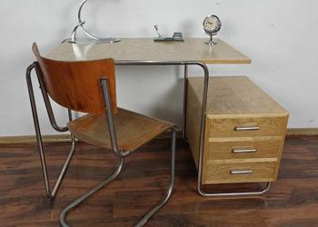 Biurko Chrom Dąb Modernizm Bauhaus Art Deco