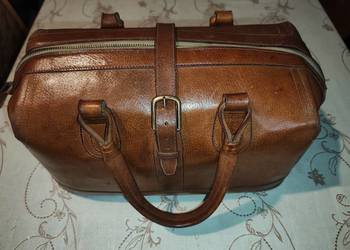Stara skórzana torba podróżna lata 70 vintage
