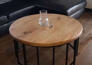 Ława loft z blatem dębowym okrągła