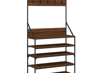 Wieszak na ubrania z miejscem na buty brązowy dąb 90x34x184 cm WM-837881