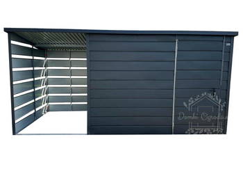 Domek Ogrodowy  Schowek 3x2  wiata 1,5x2 - okno  Antracyt ID436