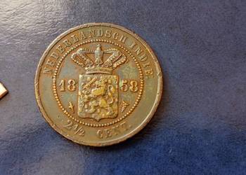 Stare monety 2 1/2 cent 1858 Indie Holenderskie