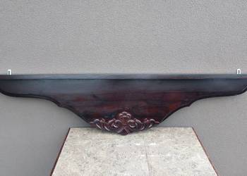 Stara solidna półka duża 150,5cm rzeźbienia ciemny brąz E245