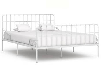 Łóżko Metalowe Białe Rama Łóżka Ze Stelażem Biała 200 x 200 cm WM-284607