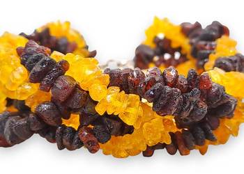 Bransoletka BURSZTYN bałtycki sieczka surowa wiśnia cytryna #873