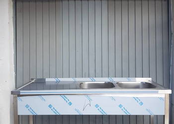 Zlew gastronomiczny dwukomorowy 160x60x85
