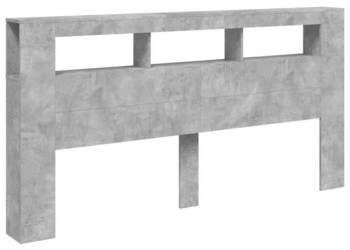 Wezgłowie łóżka z LED szarość betonu 200x185x1035 cm WM-837368