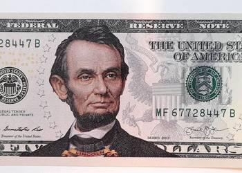 pięć dolarów usa kolorowe UNC