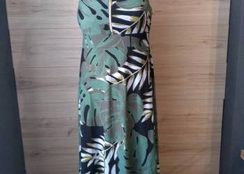 Długa sukienka MAXI w liście monstery – tropikalny wzór, z zamkiem 38/M (4)