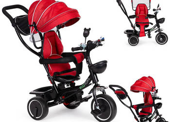 Rowerek trójkołowy z obracanym siedzeniem daszek czerwony ECOTOYS