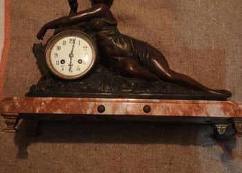 Kominkowy zegar francuski marmurowy stary