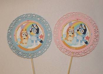 Topper do dekoracji bajka Bluey Blu i Bingo pieski urodziny