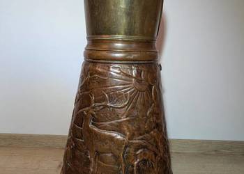 Mosiężny Parasolnik Retro Miedź Motyw Myśliwski Jeleń 50 cm Duży