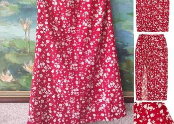 spódnica boho  maxi kobieca z rozcięciem floral  letnia kwiatuszki rozszerz