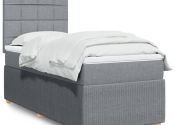 Łóżko kontynentalne z materacem jasnoszare tkanina 90x200 cm WM-3294239