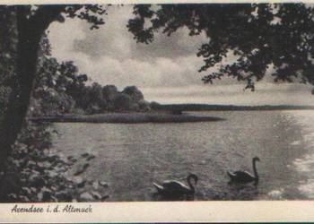 Poczt. DR Widok jeziaro para łabędzi  **