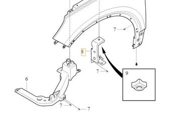 VOLVO XC40 wspornik uchwyt mocowanie prawy blotnik 31469375