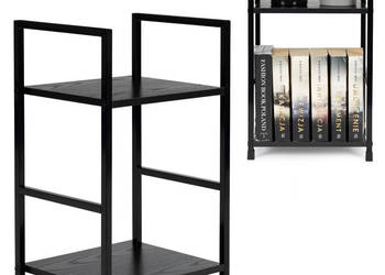 Regał drewniany nowoczesny szafka nocna 2 półki LOFT czarny ModernHome