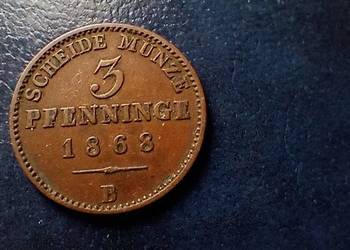 Stare monety 3 fenig 1868 B Niemcy