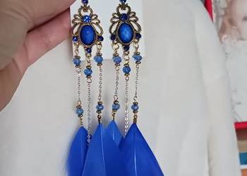 Kolczyki niebieskie pióra