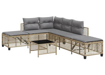 3-cz. narożna sofa ogrodowa z poduszkami mieszany beż WM-365448