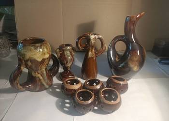 Stary, być może ceramiczny komplet ,PRL