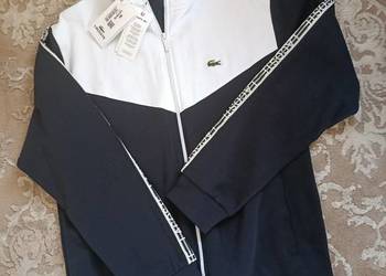 Bluza rozpinana Lacoste Regular Fit - niebiesko-biała z lampasem XXL
