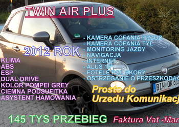 Fiat 500 Kamera tyl i przód_Poł Skóry_Kima internet Led_Navi_Ciemna_Pods