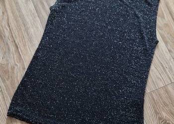 top bluzka czarno srebrna rozm 38/40 M/L świecąca błyszcząca bez rękawów