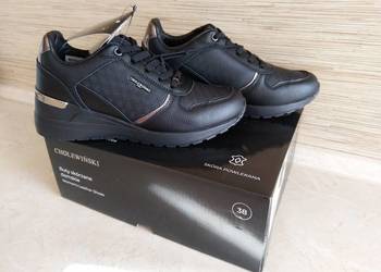 NOWE Damskie buty skórzane sznurowane wiązane CZARNE roz 38 Wysyłam