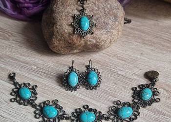 Turkus naturalny Komplet biżuterii vintage