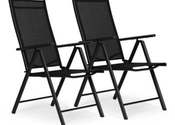 Komplet 2 krzeseł ogrodowych składane stalowe z regulacją oparcia czarne M…
