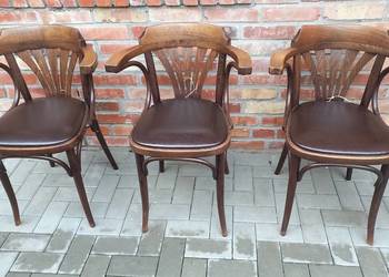 Krzesła w stylu Thonet ze skórzaną tapicerką 3 szt komplet (799)